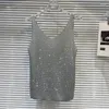 Zbiorniki damskie Borvemays Diamonds Tank Tops Women Shleeless V Neck Silny kolor 2024 Summer Sexy T-shirt WZ8363