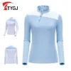 Chemises TTYGJ 2023 Golf Wear Woman Vêtements Slim Fit Shaping Top Outdoor UV Élastique Élastique Séchage rapide Sports à manches longues