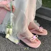 Slippers Summer 2024 On Beach Flip Flops Kawaii Flat Cute Women's And Ladies Sandals Shoes Slides Designer Footwear Korea Style