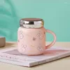 Mugs Instagram Korean Cute Cartoon Mirror Mug With Lid Office Water Cup Creative Coffee Milk Ceramic