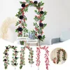 Flores decorativas grinaldas para o Dia dos Namorados Garland Red Berry com folhas verdes de Natal com fio Luz de sinal de boas -vindas de boas -vindas