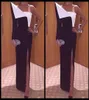 2018 New Cheap Sheath Evening Dresses with Side Split One Shoulder Long Sleeves Black and White Asymmetrical Modern Party Prom Gow9095371