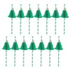 Copos descartáveis canudos 50 pcs papel de árvore de Natal bebendo decorações de Natal suprimentos de festa de festas de molde criativo