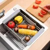 Rangement de cuisine en acier inoxydable Rack de vidange domestique Stockage des accessoires d'organisation modernes simples