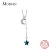 Colliers Modian Real 925 STERLING Silver Shining Crescent Star Pendent For Women Link Chain Fashion Fit Women Engagement Party Bijoux