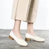 Dress Shoes Gold Heels Classic Style Grandmother's Leather 2024 Square Toe Chunky Sandals Pumps Clogs For Women Slip On All-M