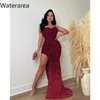 Casual jurken Waterarea vrouwen lovertjes strapless tuniek hoge zijde split bodycon midi maxi jurk street sexy club zelfs feestvestidos