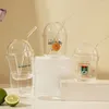 Wine Glasses Cute Coffee Milk Glass Cup Large Capacity Bubble Tea Lemonade Drinking With Straw Decor Home Bar Water Drinks Bottle