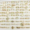 Cluster anneaux 30pc / lot Gold Color Finger pour les filles Love Snake Animal Butterfly Cutout Star Pearl Fin Joint Ring Party Bijoux Femmes
