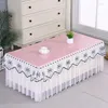 Table Cloth Waterproof Oil Proof Solid Color Cover Embroidered Lace With Thin Gauze Hem Tablecloth Dining TV Cabinet Dust