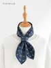 Scarves Retro Navy Blue Paisley Printed Natural Silk Small Square Scarf Women Spring Autumn Real Men Hijab Adults Gifts