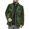 Herenjacks Leer Spring herfst Coats Busual Fashion Men Corduroy Jacket Solid Color British Stand Collar Warm Coat 4xl