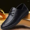 Casual Shoes Four Seasons Business Mens Work Leather Men's Breattable Non-Slip Man Driving Flat