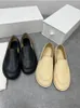 Casual Shoes TR Women's Loafers Flat Round Toe äkta läder retro mjuk bekväm mångsidig för kvinnor