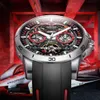 60 líquido vermelho mark huafei esportes de moda de metal de metal masculino relógio mecânico 47