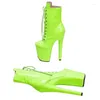 Chaussures de danse Laijianjinxia 20cm / 8 pouces Green Pu Upper High Heel plate-forme Pole Botte