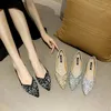 Sapatos casuais outono Spring feminina Flat 2024 Shortable Rhinestone Pearl Ponto raso macio de tamanho grande 41 42 43