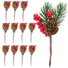 Decoratieve bloemen Kerstmis bloemen pick kunstmatige dennenkegel nagelborstels simulatieplant ornament