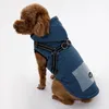 Dog Apparel Waterproof Fleece Lining Jacket Warm Hoodie Coat Puppy Coats Wind Breaker With Dual D Leash Vest Sweater