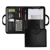 Folder A4 Portfolio Folder Padfolio Women Business Briefcase Folding Handle Leather Zipper Notebook Calculator File Documents Organizer