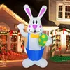 1,9 m de lapin bleu jouets gonflables intégrés Festival de décoration de Pâques LED intégrée Modèle gonflé décor de jardin extérieur intérieur 240403