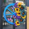 Decoratieve bloemen krans decor voormuur levendige lente zonnebloem realistische simulatie ornament voor deur kunstmatige hanger
