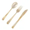 Disposable Flatware 1 Set Of 36pcs Cutlery Plastic Glittering Utensils Wedding Party Tableware ( Fork Spoon For Each 12pcs)