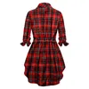 Casual Dresses Women's Vintage Plaid Zip-Up Long Sleeve Mid Length Shirt