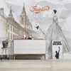 Wallpapers Milofi Fashion Wedding European City Hand Painted Background Wall Painting Wallpaper