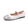 Casual Shoes 2024 Spring Square Head Shallow Mouth Retro Flat Versatile Korean Version Grandma Single Women's