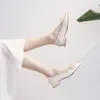 Dress Shoes Women Low Heels Wedding White Bling Princess Bridal Pumps Pointed Toe Boat Ladies Bow Elegant