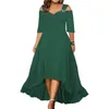 l5xl 여름 패션 우아한 긴 드레스 플러스 여성 의류 의류 고체 고삐 짧은 슬리브 불규칙 캐주얼 드롭 240321