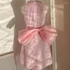 Robes décontractées en rose rose étincelante arrière arc léger luxe robe douce robe d'anniversaire soirée soirée à la mode mini 2024 printemps