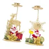 Kaarsenhouders 2 stks rendier thee licht decoratieve kerst kandelaar metaal santa claus decor ornament Holiday