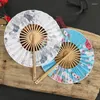 Decorative Figurines Japanese Flower Pocket Folding Hand Fan Round Circle Party Decor Gifts Wedding Held Women Po Prop Tool Art Craft