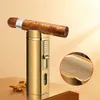 Ny cigarrändare Torch Metal Straight Jet Butane Lighter rökningstillbehör Cool Cigar Punch Men's Gifts