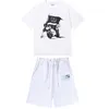 Trapstar Tracksuit Men Shorts et T-shirt Set Haikyuu Mens Designer de haute qualité Broidered Cotton Loose Short Sets SIZE S M L XL