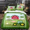 Bedding Sets Boys Tractor Printed Set Men Construction Cars Pattern Comforter Cover For Kids Heavy Machinery Vehicles Duvet