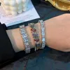 Bracciale in oro bianco femmina a forma geometrica leggera rame di lusso intarsia