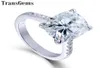 Transgems Big Stone 14K 585 White Gold 5CT CARAT 9X11 CUSHION CUT FG Color Moissanite Förlovningsring för kvinnor Bröllopspresent Y19068731325