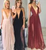 Stunning Plunge Vneck Prom Dresses Attractive Backless Criss CrossStraps Cheap Sexy Tulle Long Club Party Dresses 2017 Latest Ev6840106