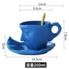 Koppar Saucers Creative Face Design Ceramics Coffee Cup and Saucer Set Milk Tea Office Water Mugs Par Kissing Mug Friend Present Porslin