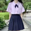 Feestjurken Basic JK Uniform Solid Color Shirt Rok Volledig set 2pcs Japanse zwart geplooide vrouwen Zomer Preppy Style Short