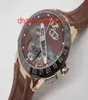 MEN039S Азия 23J Автоматические часы коричневый циферблат с цифровыми маркерами MUNS METALLIC BEZEL 18K Розовое золото