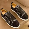 Casual Shoes Luxury Designer Men's With Red Soles Low Cut Rhinestone Leopard Print Personalized Breathable Board