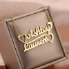 Halsketten benutzerdefinierte strukturierte Skript Schriftart Name Halskette Personalisierte Muster Korrosion Edelstahl Anhänger 18k Goldplattenkette für Frauen