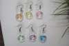 Earrings 50pcs/lot New fashion 20mm round glass globe soap bubble bottle colorful liquid beads in vial ing vial with earring hook