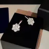 Earrings New Trend High Quality Brand Pure 925 Sliver Crystal Flower Blossom Tassel Earrings Luxury Jewelry For Women Gilrs Wedding Party