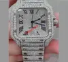 Romerska siffror Missfox Square Watch Mechanical Selfwinding 40mm Storlek för män Luxury Hiphop Full Iced Out Watches Sliver Crystal Z8561950