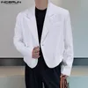 Męskie garnitury Inderun 2024 Mężczyźni Blezer Solidny kolor Lapel Long Rękaw One Button Korean Male Casual Streetwear Fashion Płaszcze S-5xl